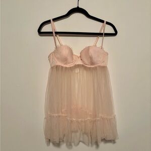 Y2K Victoria’s Secret Sexy Little Thing Blush Pink Balconette Babydoll- Size 36C